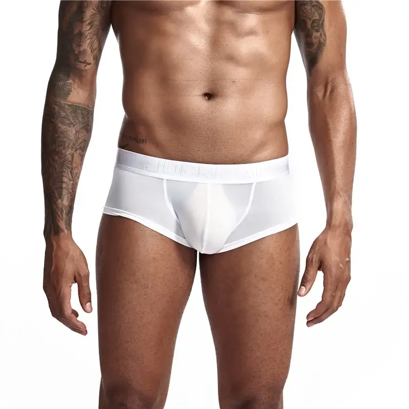 Sexy Ultra-thin Ice Silk Material Men's Underwear Fashion Solid Color Boxer Briefs Summer Cool and Breathable Male Trunks — image 3