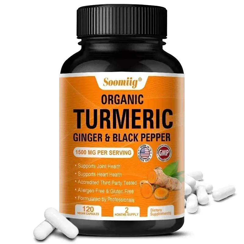 Turmeric Curcumin with Black Pepper Extract 1500mg Joint & Immune Health Support - High Absorption Turmeric Supplement NON-GMO