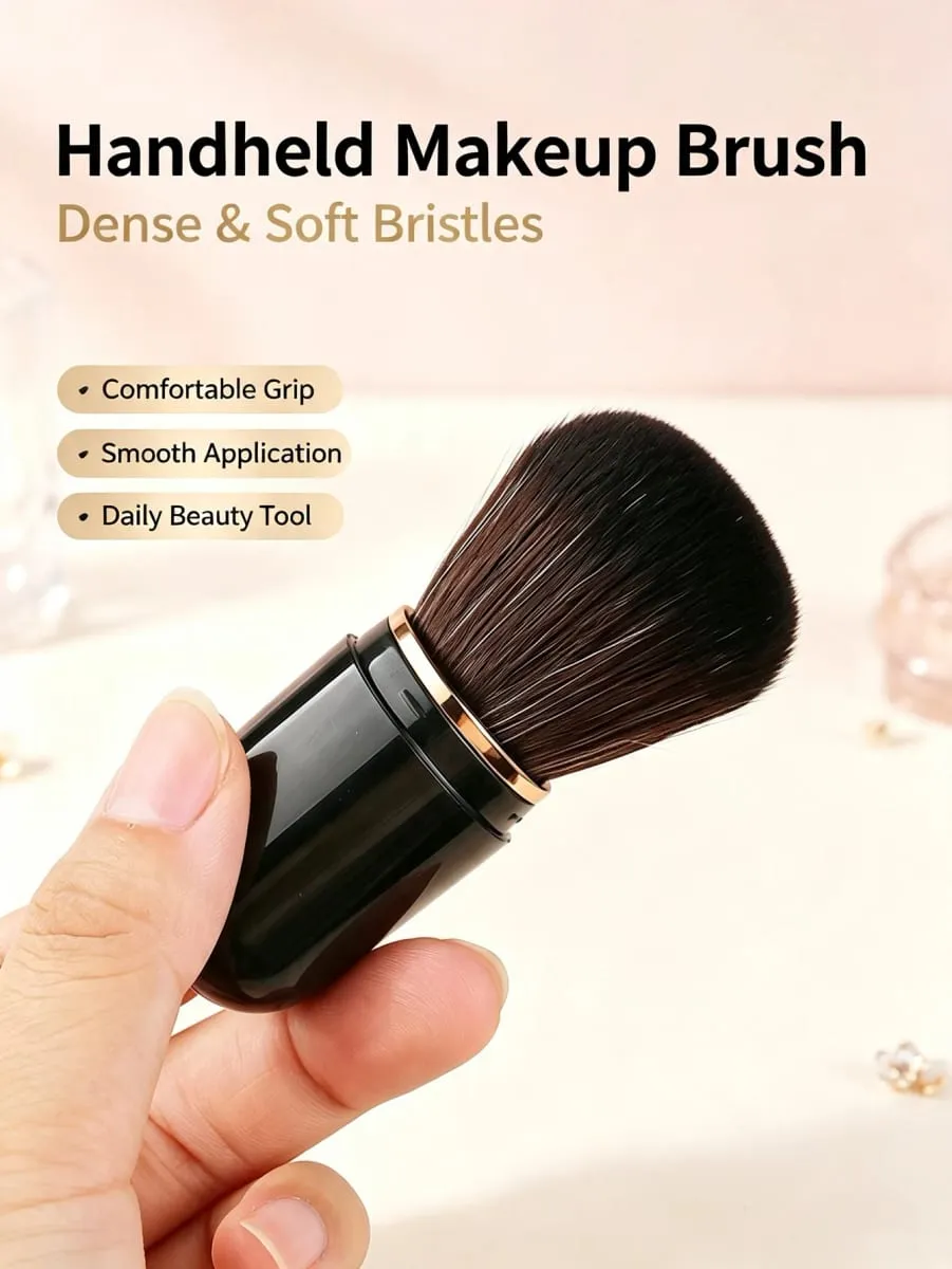 1-Piece Retractable Mini Capsule Makeup Brush Multifunctional Travel Foundation Brush with Protective Cap Portable Makeup Tool Suitable for Concealer Blush Contouring On-The-Go Touch-Ups and as a Gift