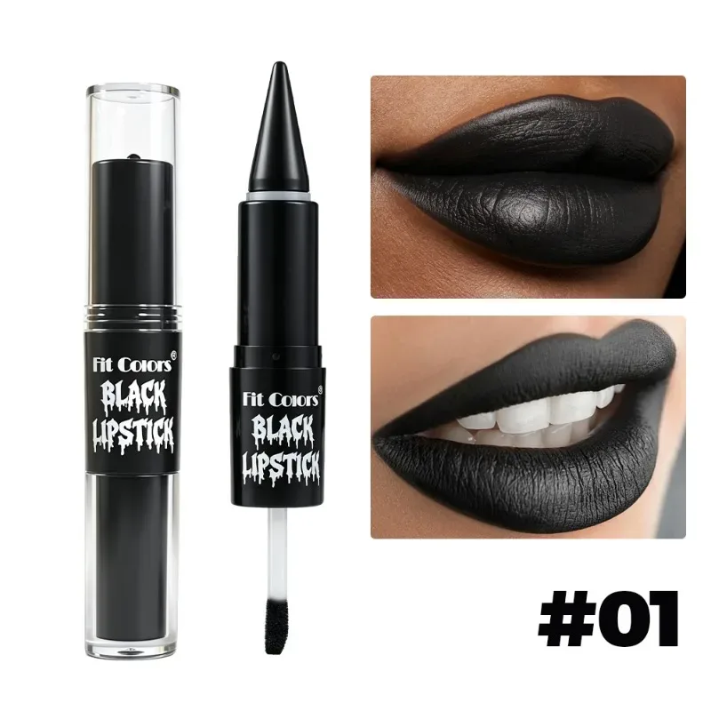 Halloween 2-in-1 Lip Gloss Matte Lip Liner Long Lasting Waterproof Liquid Lipstick Moisturizing Shiny Lip Oil for Party Makeup