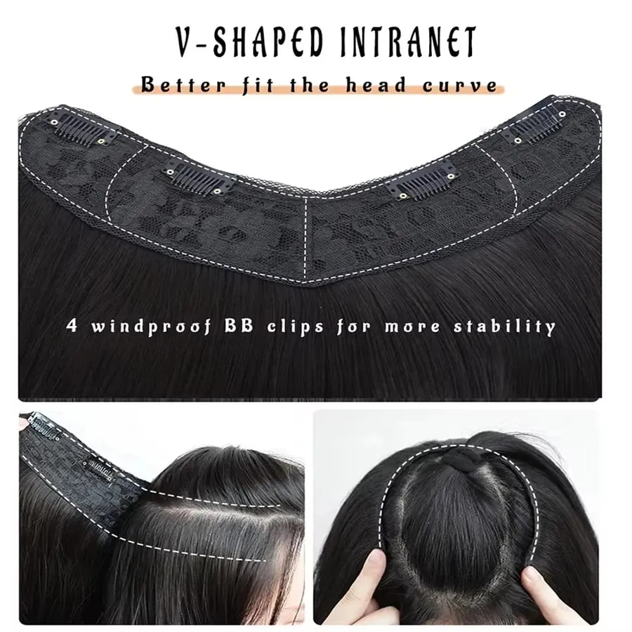 Synthetic Traceless Invisible U-shaped Long Curly Hair With Inner Buckle Extension Wig For Girl Daily Party Christmas Halloween
