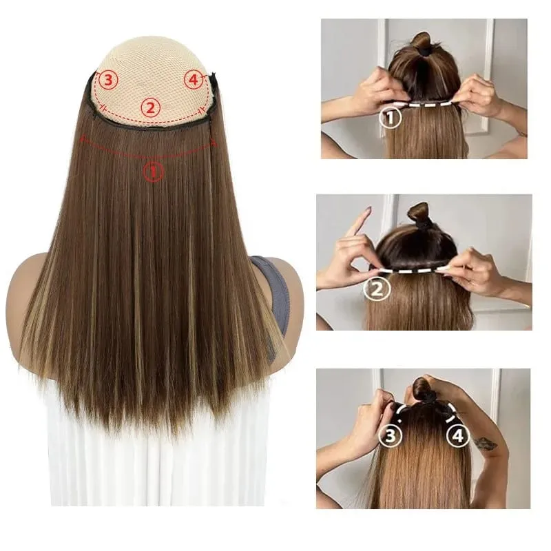 35CM syntetyczne 4 sztuk/zestaw doczepiane włosy klipsy krótka prosta fryzura blond czarne treski żaroodporne sztuczne włosy
