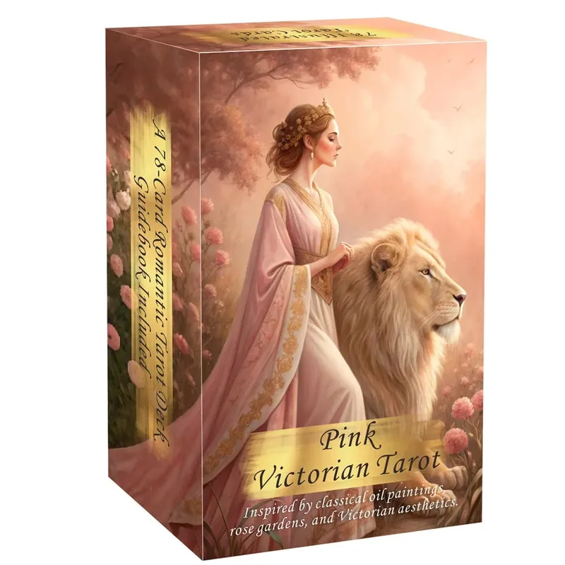 Pink victoriansk tarotkortsæt 78 stykker 13x8 cm romantisk og elegant design inkluderer papirinstruktioner perfekt til begyndere