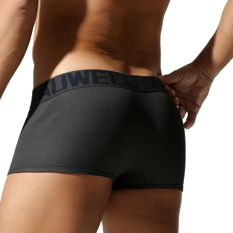 Men's Underwear, High-End Boxer Shorts, Solid Color, High Elasticity, Slim Fit, Breathable