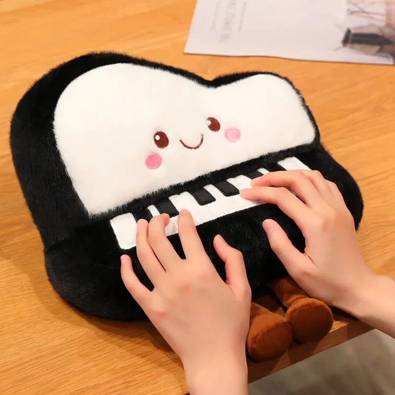 14/16cm Black Piano & White Air Conditioner Plush Pendant Stuffed Humanoid Musical Instrument Keyring Decor for Bag Gift