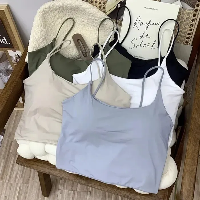 Summer Bra Top Gym Women Ice Silk Crop Seamless Tube Tops Camisole Underwear Korean Fashion Solid Padded Bralette Vest Naked — image 9