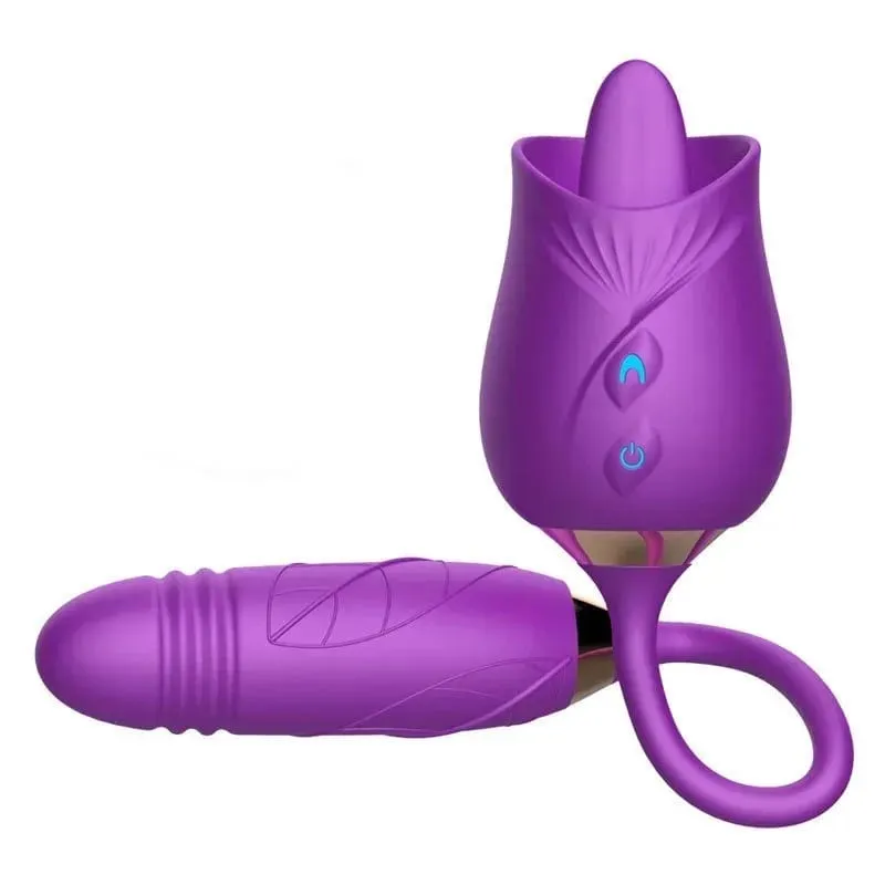 Rose 3in1 Sucker Vibrator für Frauen Teleskop Klitoris Stimulator Dildo Lecken Vagina Massage Masturbator Sex Spielzeug für Frauen
