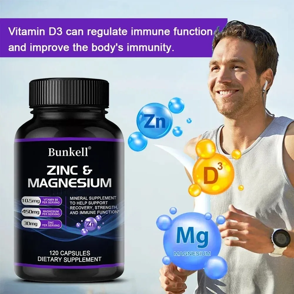 Zinc + Magnesium Supplement Strong Bones Teeth Heart Nerves Enhance Immunity Support Bone Density and Muscle Health