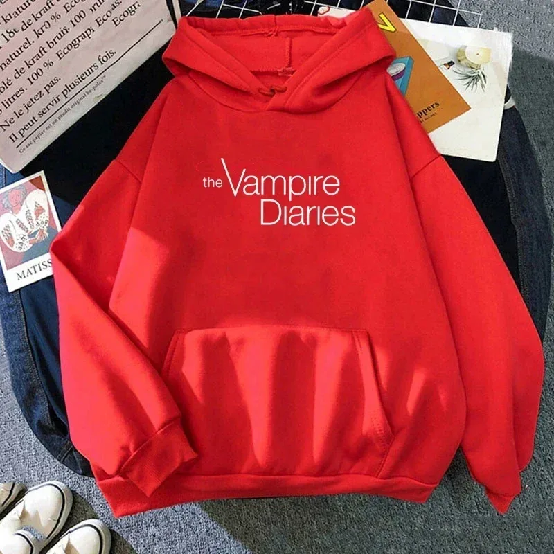 2026 Nuovo The Vampire Diaries Stampa Felpa con cappuccio Donna Uomo Casual Magliette e camicette Autunno E Inverno Felpe Manica Lunga Harajuku Pullover