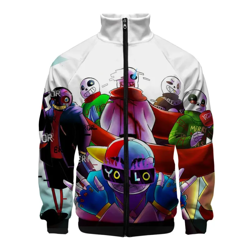 Luksusowe popularne Sans Undertale 3D Print Zipper Raglan kurtka wiatrówka chłopcy/dziewczęta wygodne kurtki ze stójką płaszcze