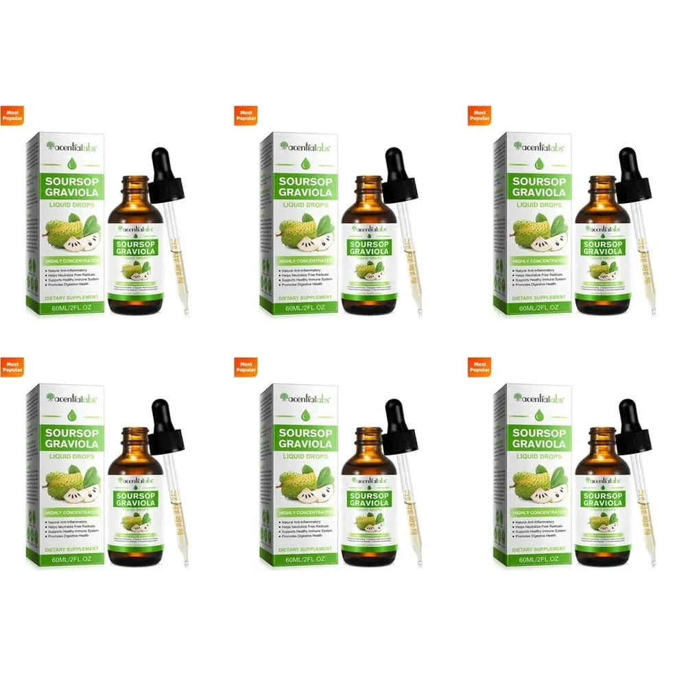 AcentiLabs Soursop Graviola Liquidหยดวิตามินซีรองรับระบบย่อยอาหารสุขภาพระบบภูมิคุ้มกันป้องกันอนุมูลอิสระ 60mlสำหรับผู้ใหญ่