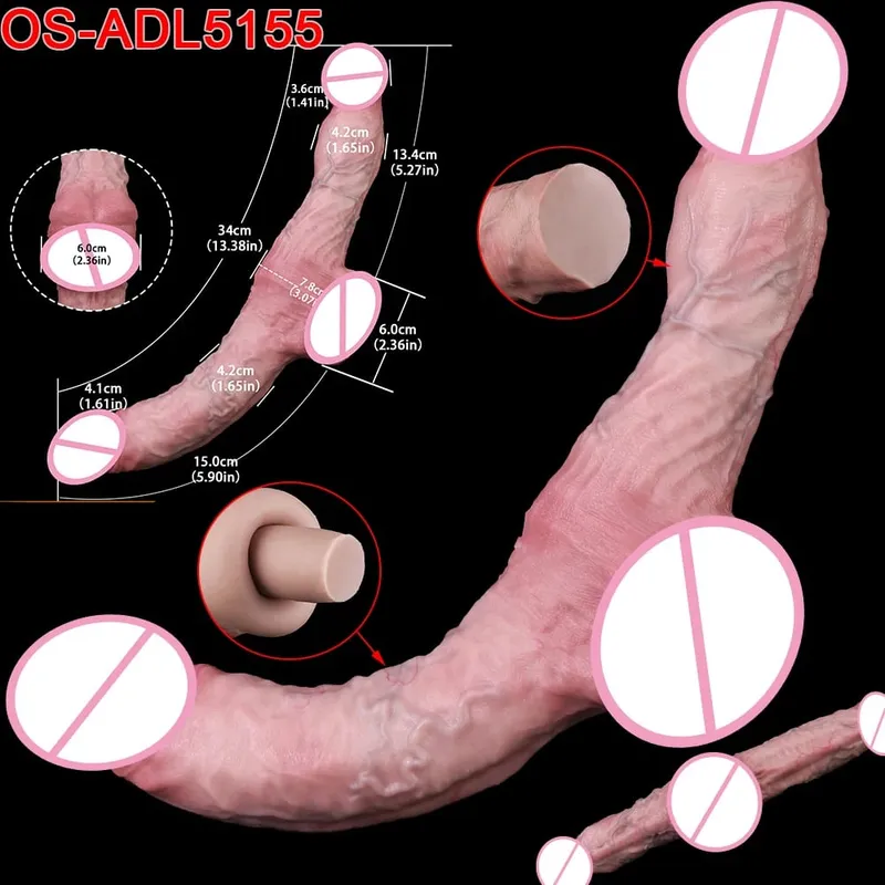 47cm realistická dlouhá dilda s dvojitou hlavou anální vaginální stimulátor Sexuální hračka s přísavkou pro lesbické páry Gay Muži Nástroje pro dospělé