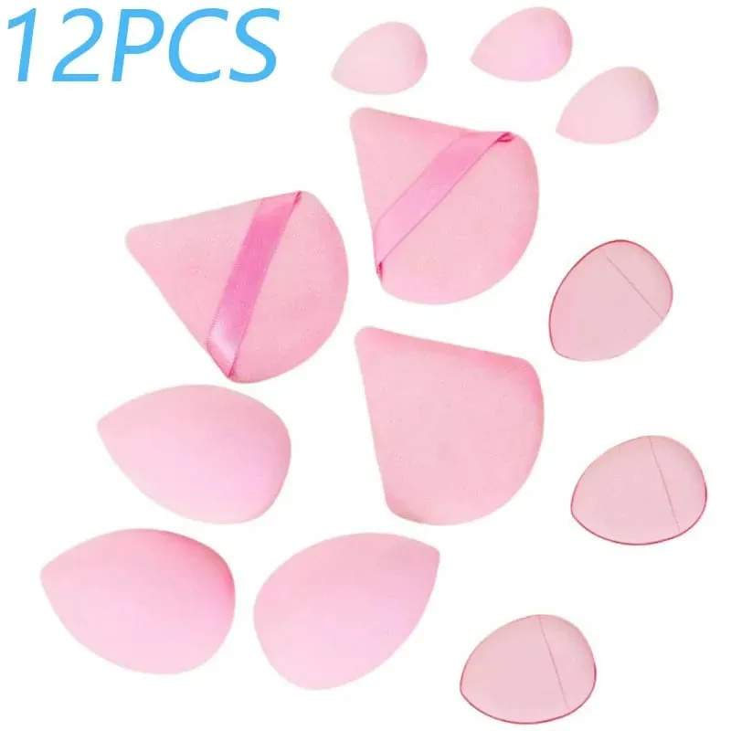 Solid Color 12PCS Makeup Sponge Set Loose Powder and Finger Catching Thumb Puff Cotton Mini Powders Puffs Soft Makeups Eggs Set