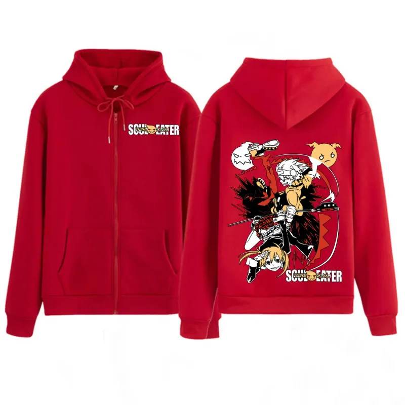 Anime Soul Eater MAKA ALBARN Zipper Hoodie Pakaian Wanita Lelaki Lucu Fesyen Pakaian Bersaiz Besar Pakaian Jalan Lengan Panjang Kasual
