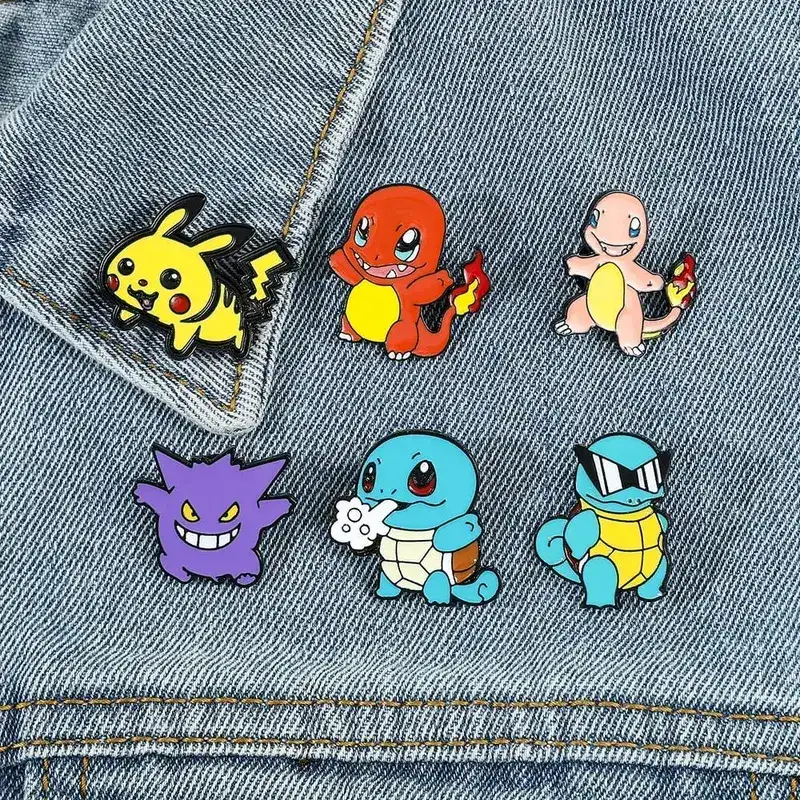 Wholesale Kawaii Pikachu Gengar Eevee Lapel Pins for Backpacks Enamel Pin Cute Brooches Badges Jewelry Fans Gifts