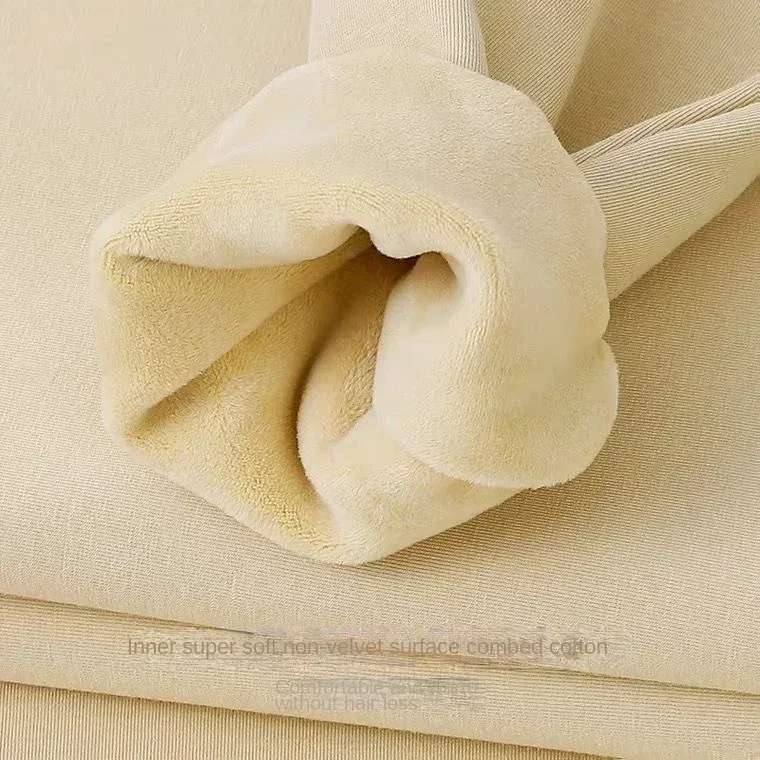 600G Cotton Plush Thickened Sweatshirt Thin Plush Heavyweight Solid Round Neck Sweater Autumn Winter Warm Sweater — image 4