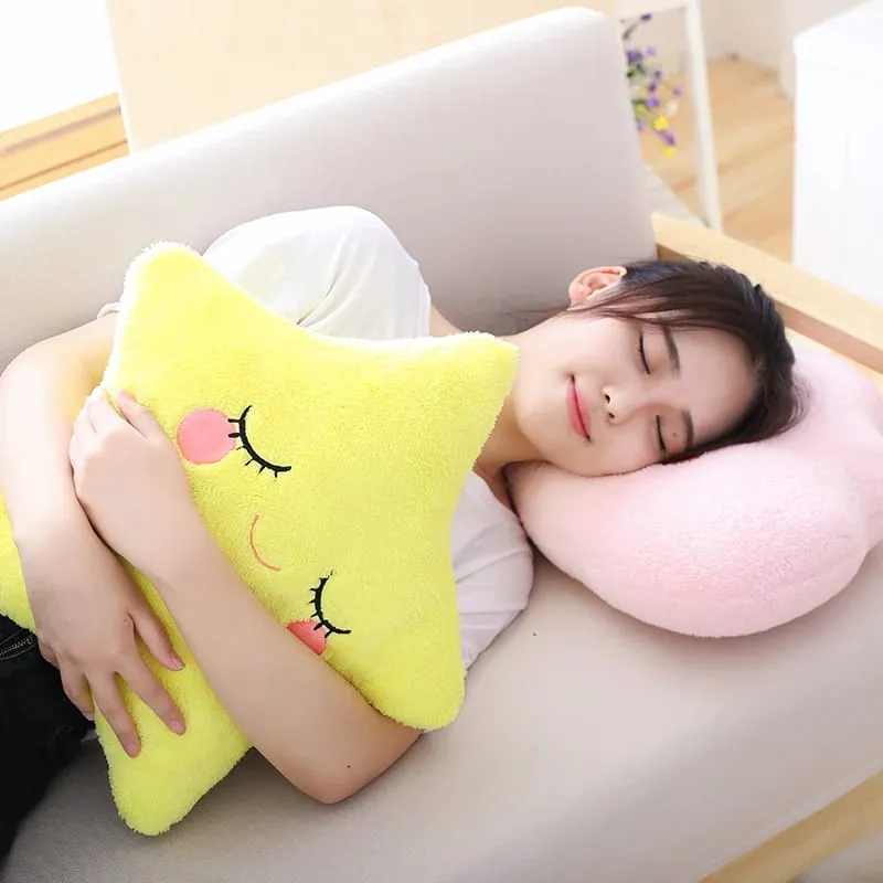 Fantastic Star Cloud Moon Rainbow Plush Pillow Stuffed Sky Natural Cushion Yellow Pink Blue Shy Emotion Plushie Decoration Gift — image 4