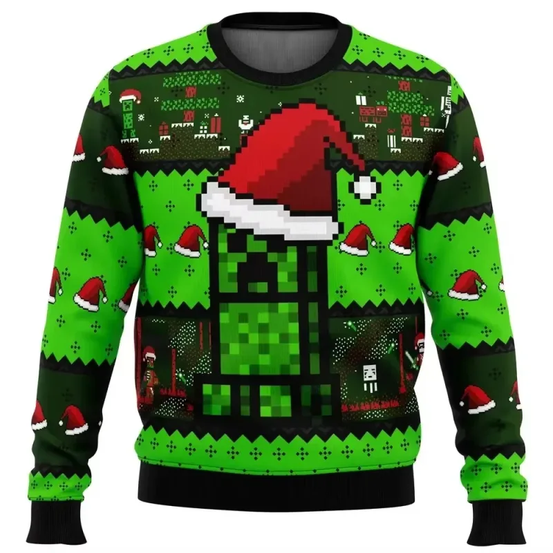 Natal papai noel dos desenhos animados anime graffiti retro inverno feio camisola 3dprint harajuku pulôver casual engraçado mang