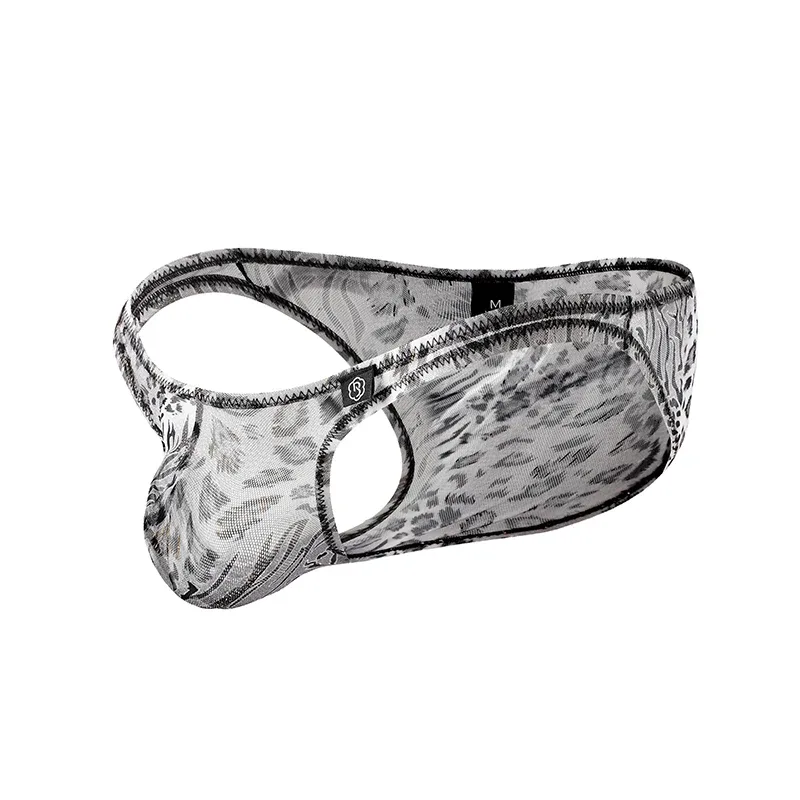 Men Leopard Printed Mesh Underwear Ice Silk Thin Breathable Low Waist Quick Dry Cool Summer Mens Briefs Panties