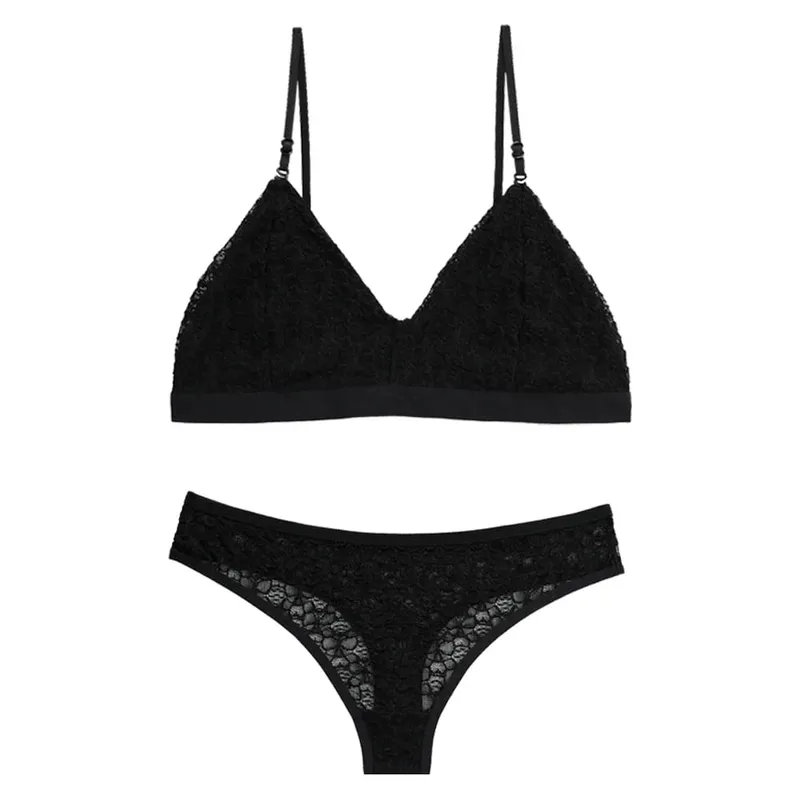 Lingerie sexy francese per donna dal design sottile senza cerchi in acciaio o protezioni per il petto che raccolgono il set di reggiseni da donna in lingerie