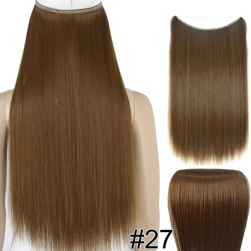 Synthetic Heat Resistant Hair Silky Straight Elasticity Invisible Wire Hair Extensions 8006