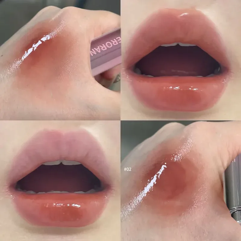 Rose Pink Solid Lip Gloss Mirror Lips Plumping Moisturizing Lipstick Nourishing Water Light Lip Tint Red Lip Glaze Korean Makeup