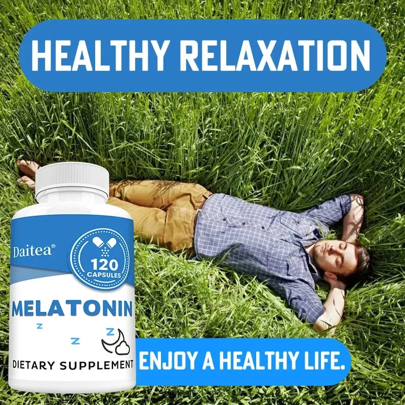 Melatonin Supplement Capsules 5 Mg - Natural Sleep Support Relaxation and Calmness Promotes Sleep Quality
