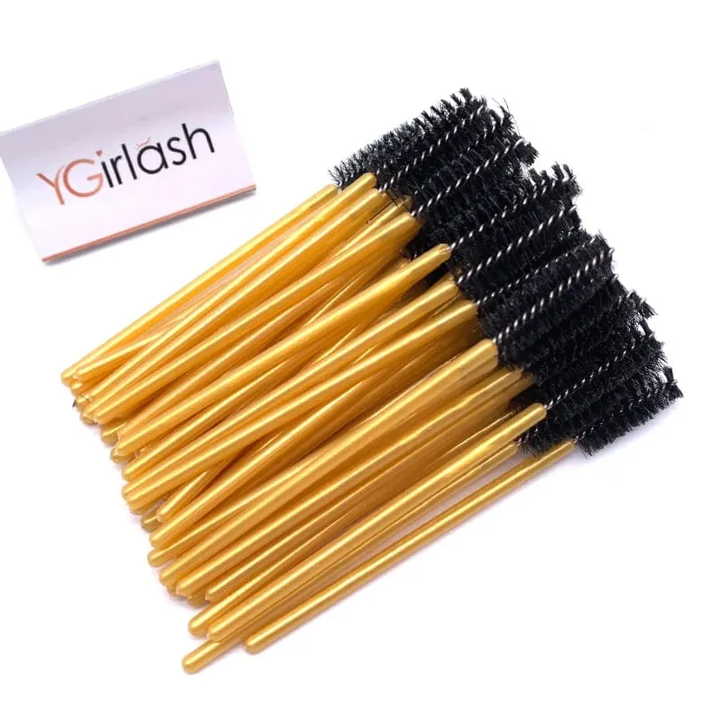 YGirlash 50 個ラッシュ白鳥クリスタルまつげアプリケーター使い捨てダイヤモンドハンドルナイロンマスカラワンドブラシ化粧品ツール