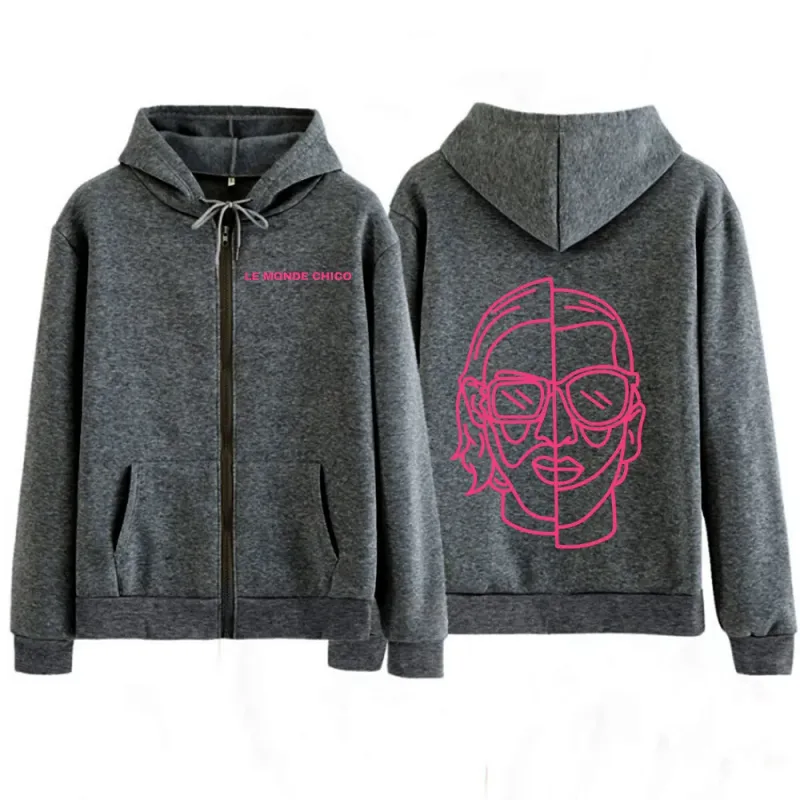 Le Monde Chico Zipper Hoodies French Rapper PNL Album Graphic Zip Up Hooded Sweatshirts Men Women Hip Hop Long Sleeve Pullovers