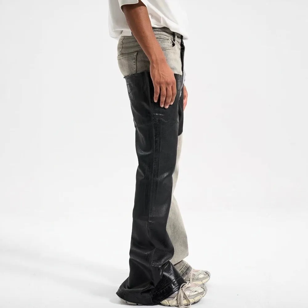 Men's Contrast Color Casual Trendy Simple Basic Slim Flare Denim Trousers Four Seasons New Fashion Male Jeans Pants Streetwear — image 6