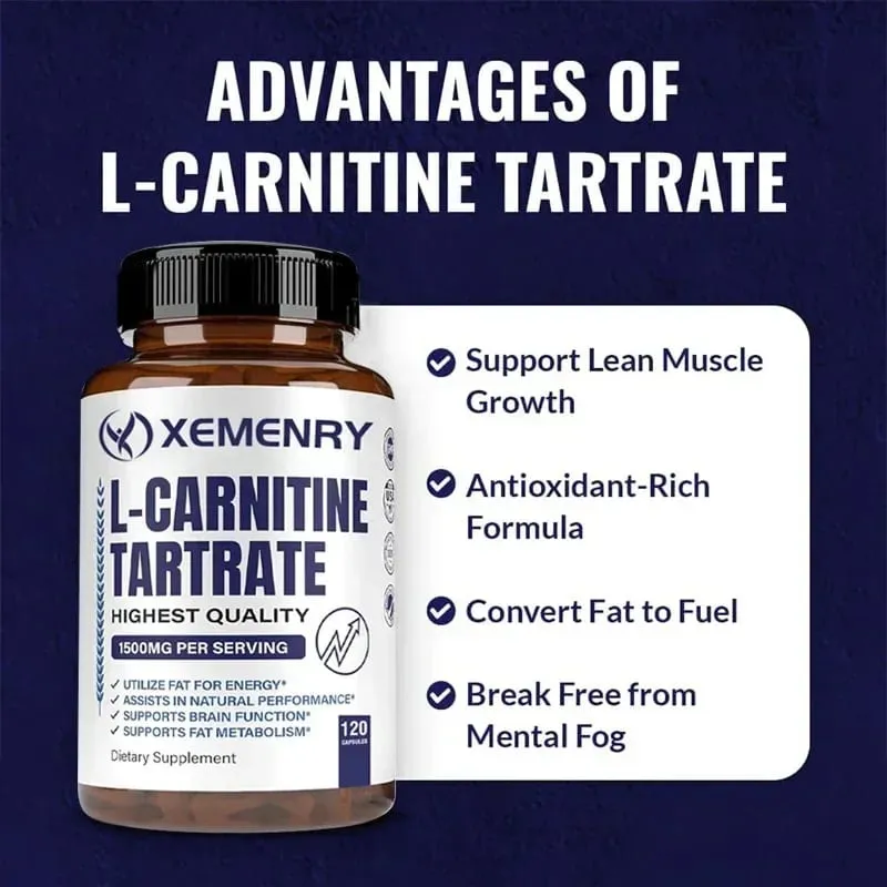 L-Carnitine Capsules - Supports Memory Concentration Fat Metabolism Energy Metabolism Brain Health for Men and Women