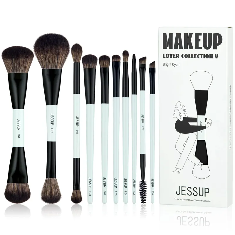 Jessup Makeup Brushes Set 2/3/6/10PCS Double Sided Foundation Contour Brush Blush Blending Eyeshadow Concealer Cruelty Free T500