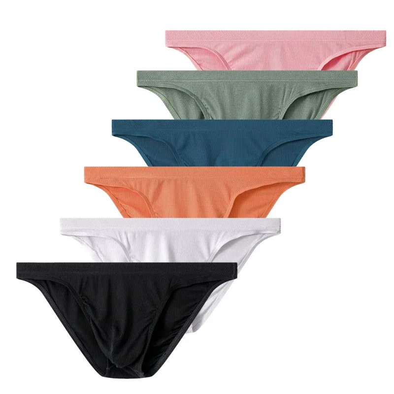 Slip in tessuto a costine da uomo Mutande Uomo Intimo sexy Traspirante Vita bassa Slip bikini da uomo Cuecas Custodia grande Hombre Sottovesti