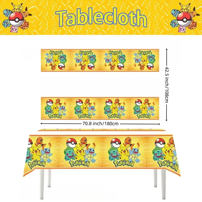 1/10Pcs Pokemon Tablecloth Birthday Decoration Disposable Tablecloth Pikachu Tablecover Kids Birthday Gifts Baby Shower Supplies