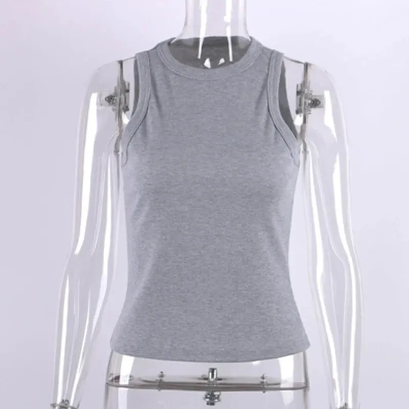Ribbed Knitted Tops Neck Summer Basic Shirts White Black Casual Sport Vest Off Shoulder Green Women's Tank Top — image 9