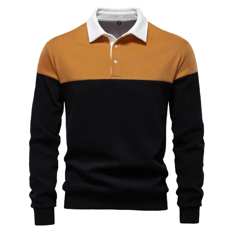 Felpa da uomo in cotone premium Felpa a blocchi di colore Felpa sociale casual da lavoro a maniche lunghe