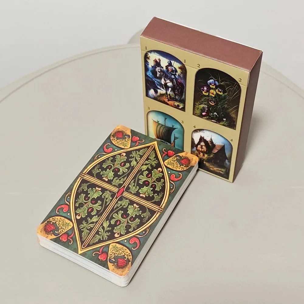 Printed on 350GSM Double-embossed Cardstock Medieval Lenormand Oracle Deck 9*6cm 36 Pcs Cards