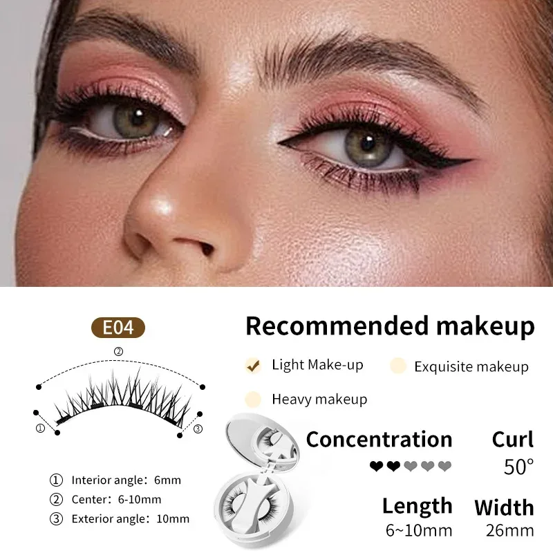 Brown Magnetic False Eyelashes Natural Soft Light Weight Eye Makeup Set With Applicater One-Piece Box Easy To Carry Eyelash Tool — image 12