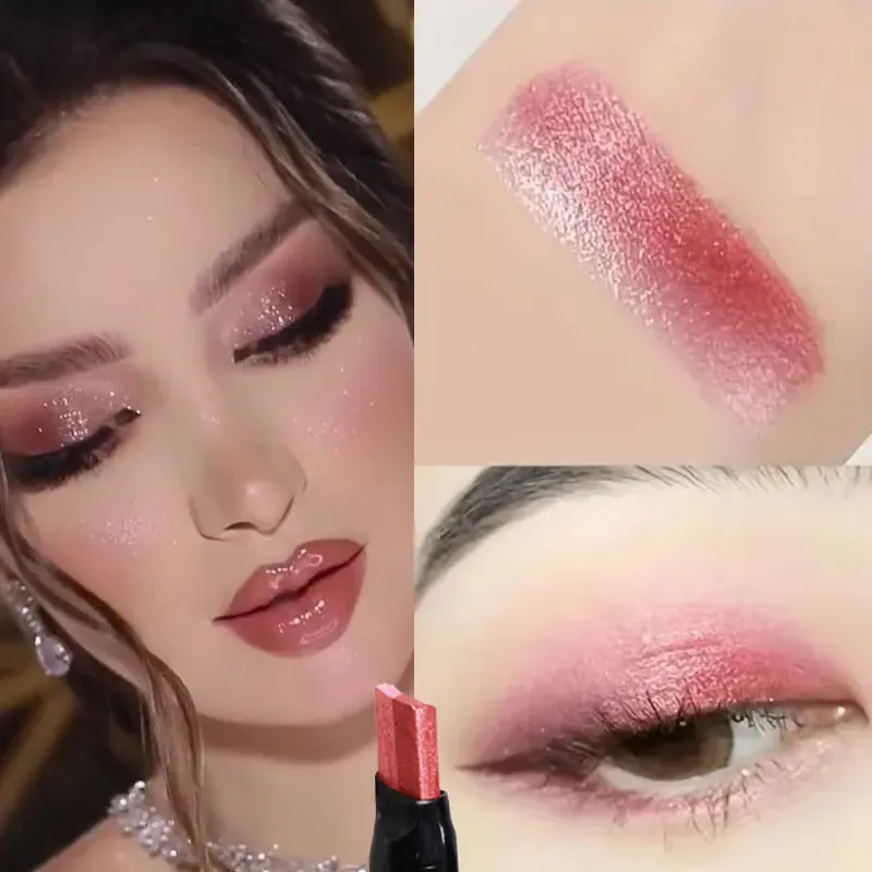 Glitter Double Color Gradient Eyeshadow Stick Pencil Two Tone Shimmer Metallic Lazy Eye Shadow Pen Waterproof 2 in 1 Eye Makeup — image 11