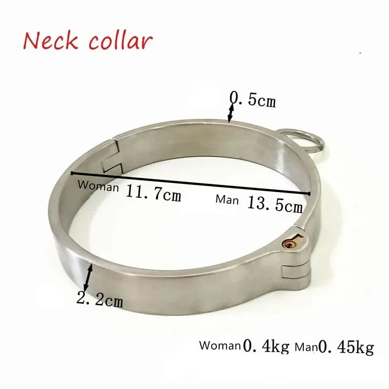 Stainless Steel Lockable Neck Collar Hand Ankle Cuffs Slave BDSM Tool Bondage Handcuffs Leg Irons Restraints Sex Toy for Couples — image 10