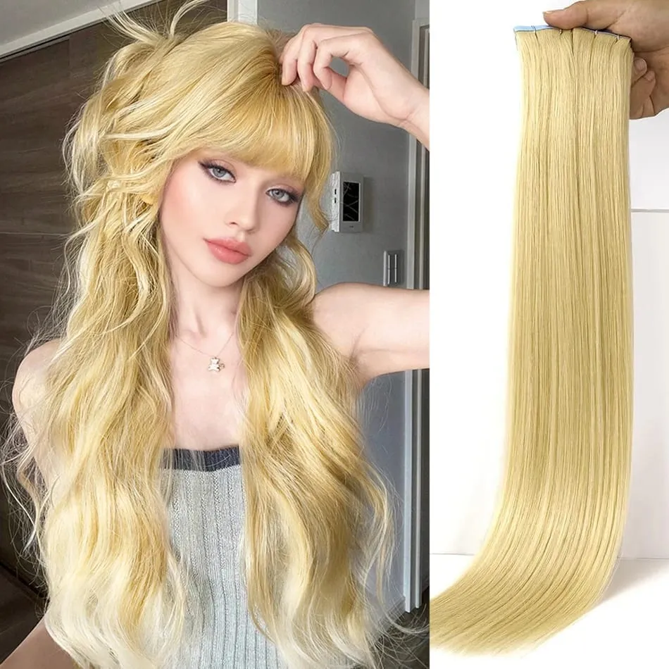 Tape In 100% Human Hair Straight Double Sided Blonde Comfortable Silky Natural Remy Virgin Tape ins Bone Straight Double Drawn