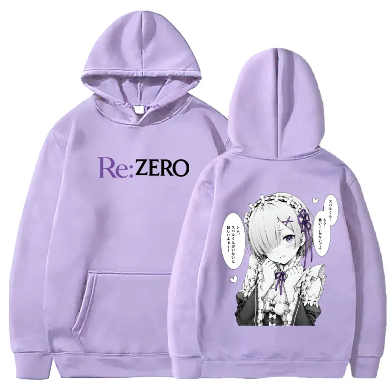 Rem Manga Re:Zero พิมพ์ Hoodies แฟชั่น Harajuku Streetwear ผู้ชายผู้หญิงเสื้อผ้าฤดูใบไม้ร่วงแขนยาว Casual ขนแกะ Hooded Pullover