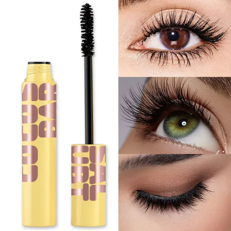 Mascara imperméable noir allongeant le recourbement des cils noirs Extension de cils maquillage de beauté Mascara longue tenue Mascara en fibres de soie — image 5