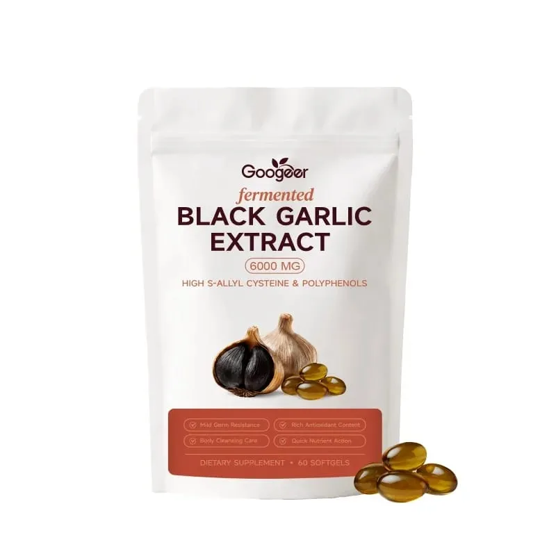 Googeer fermenteret sort hvidløgsekstrakt 6000MG Softgels Antioxidant Immunstøtte S-Allyl Cystein Mænd Kvinder 60 Softgels 60 dage