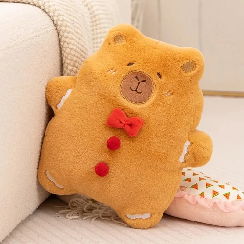 Christmas Pillow Capybara Gingerbread Stuffed Throw Plush Sofa Backrest Home Room Decro