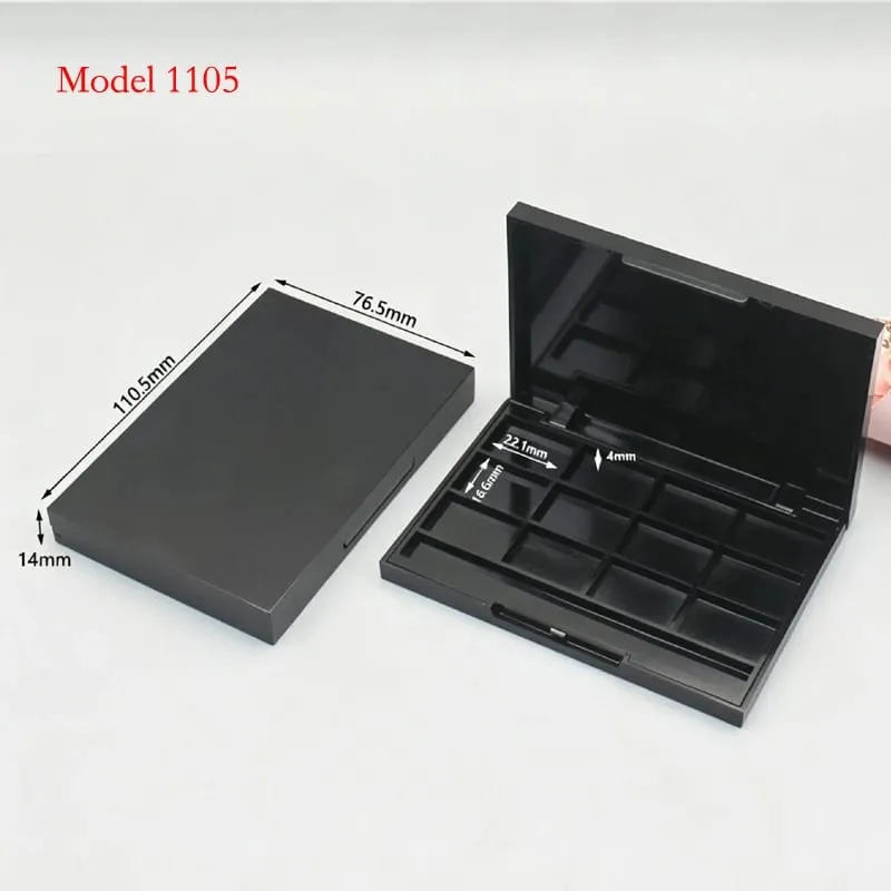 Batch Sale Price For Square 2/3/4/5/6/9/12 Colors Black Plastic Empty Eye Shadow Palette Blusher Powder Container