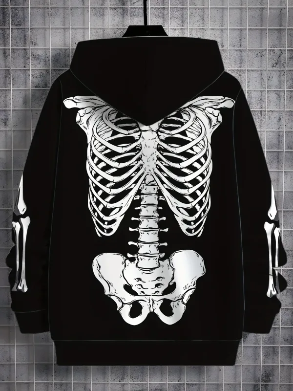 Men's Hooded Hoodies 3D Prints Skeleton Graphic Sweatshirt Drawstring Sportwear Long Sleeve Tops Street Pullover Men's Clothing — image 6