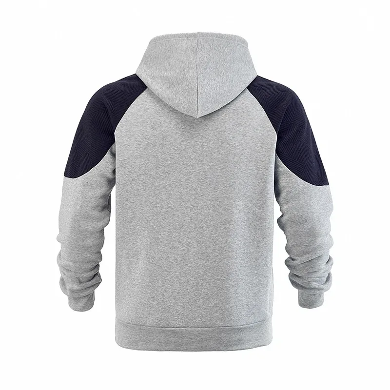 Men Patchwork Color Block Pullover Hoodie Drawstring Kangaroo Pocket Long Sleeve Loose Sweatshirt Autumn Winter Streetwear Tops