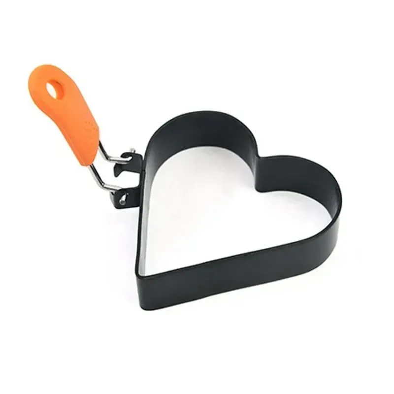 Foldable Fried Egg Tool Stainless Steel Egg Mold with Anti-Scald Silicone Handle Durable Non-stick Omelet Kitchen Accessories