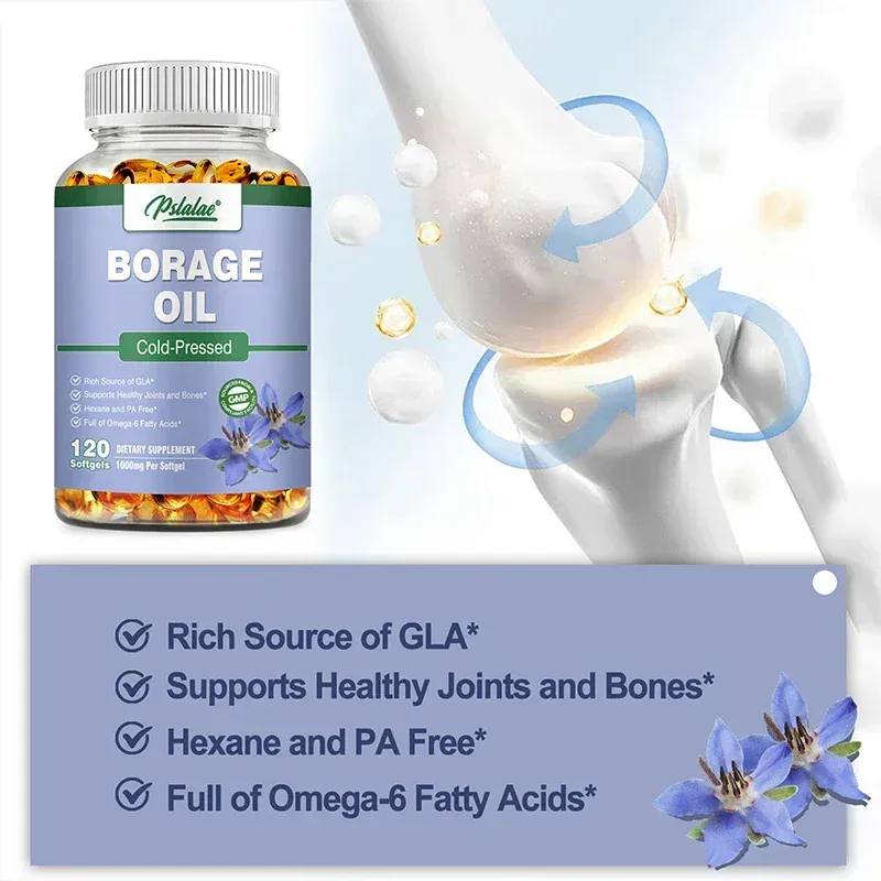 Borage Oil Capsules - Helps Maintain Skin Joint and Bone Health Relieves Cellular Stress and Provides Antioxidant Support